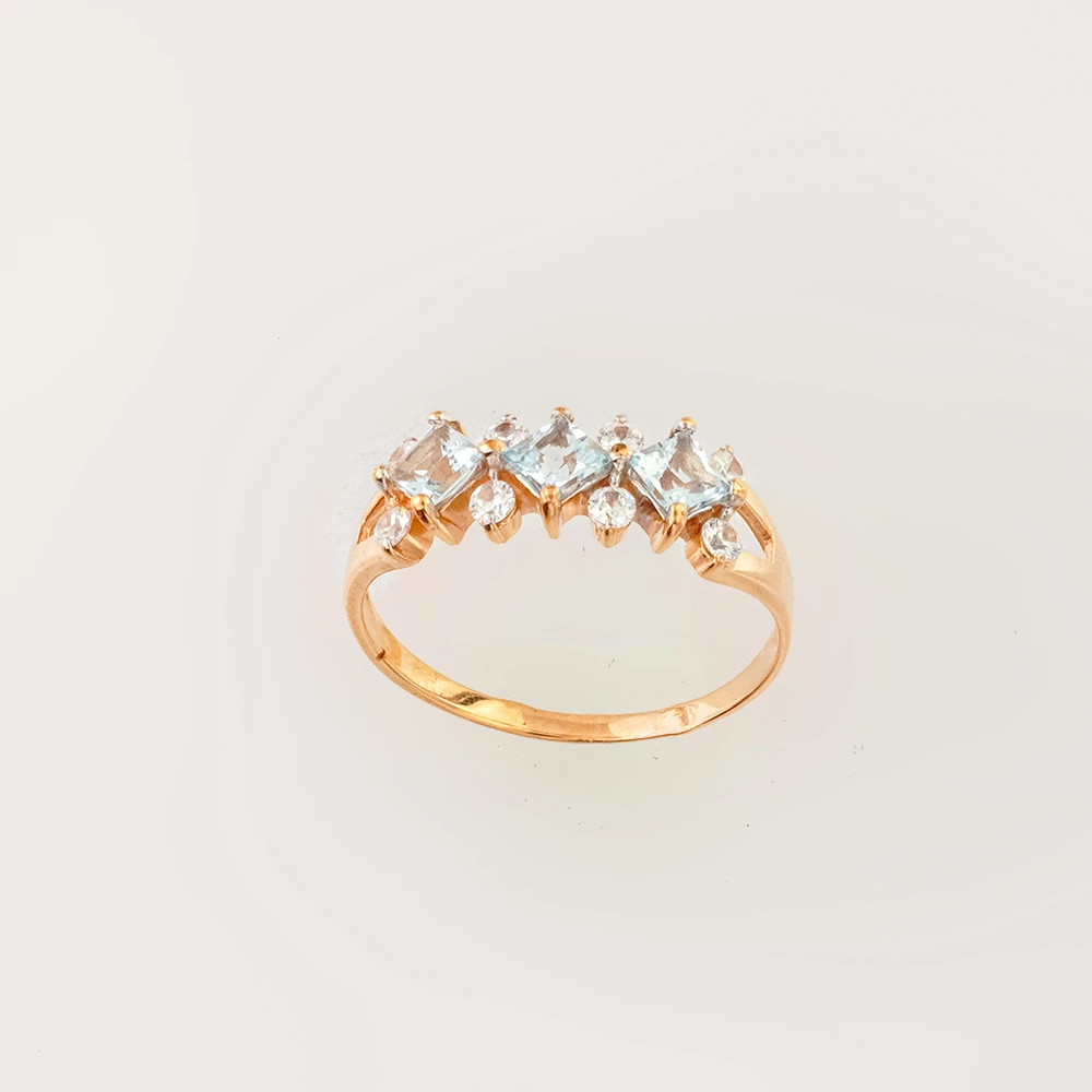 Кольцо с топазом из красного золота 585 пробы