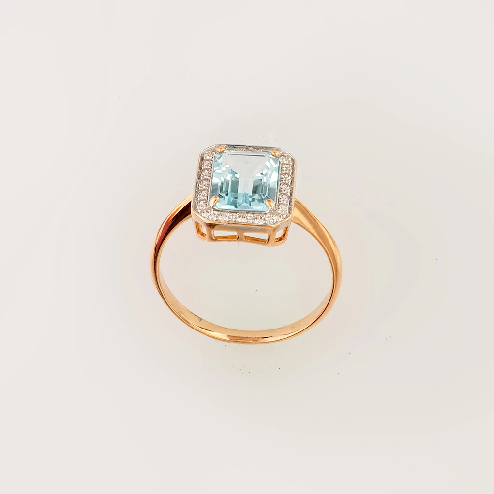 Кольцо с топазом из красного золота 585 пробы