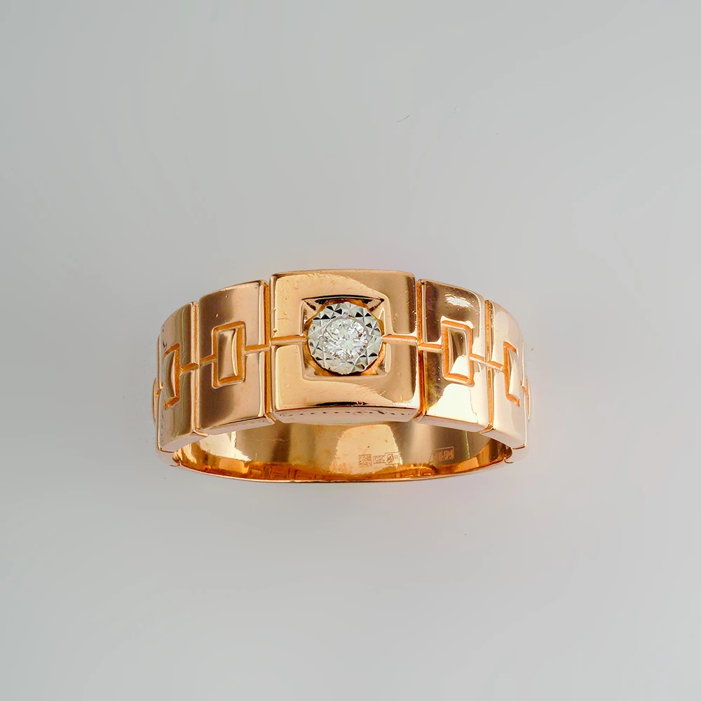 Кольцо с бриллиантом из красного золота 585 пробы