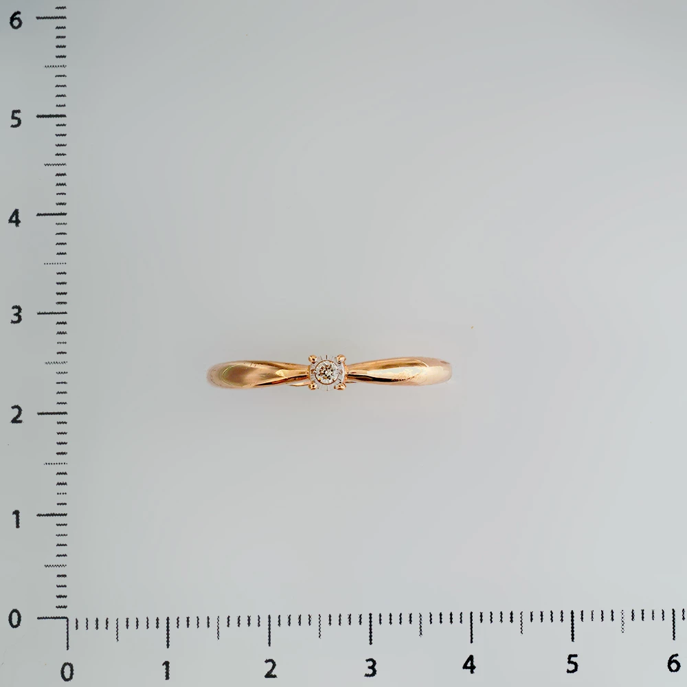 Кольцо с бриллиантом из красного золота 585 пробы