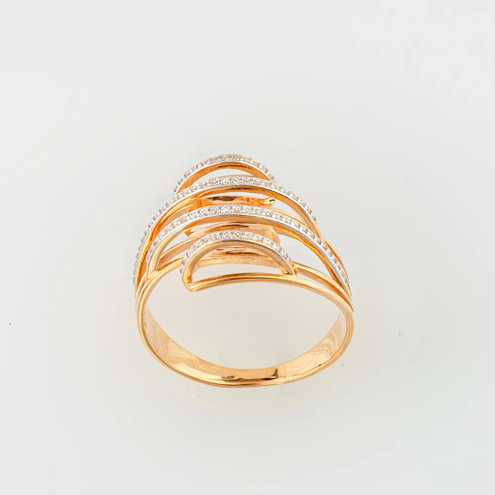 Кольцо с фианитом из красного золота 585 пробы