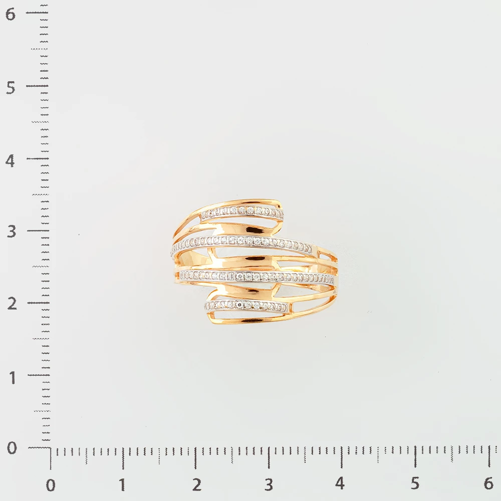 Кольцо с фианитом из красного золота 585 пробы