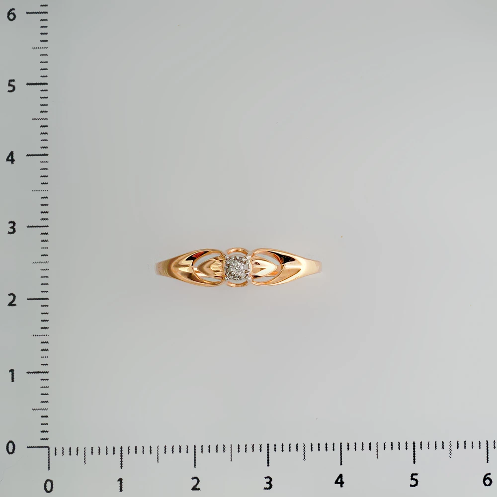 Кольцо с бриллиантом из красного золота 585 пробы