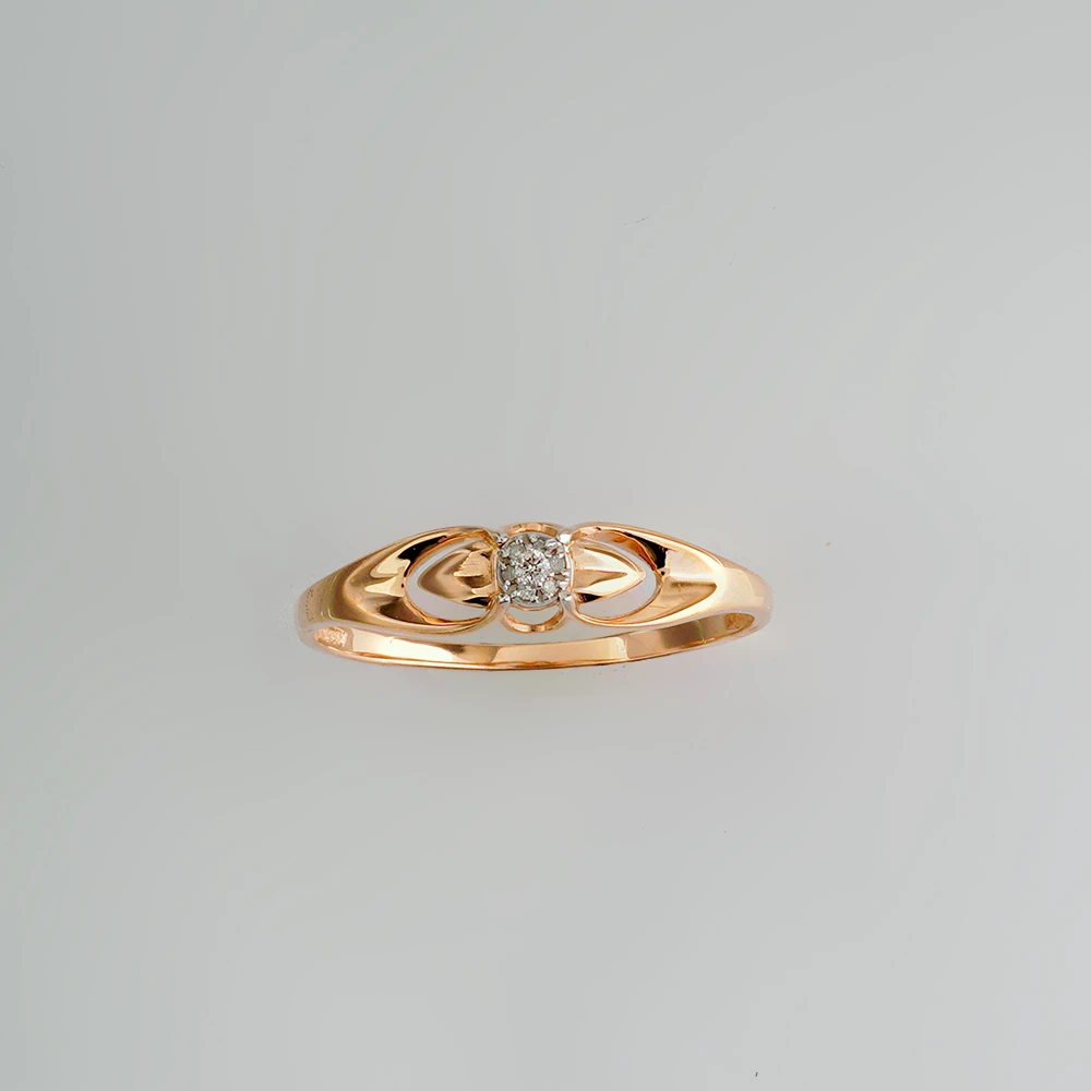 Кольцо с бриллиантом из красного золота 585 пробы