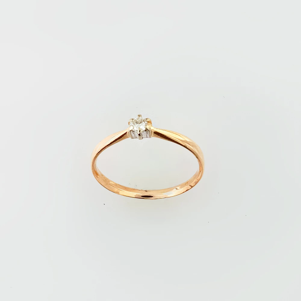 Кольцо с бриллиантом из красного золота 585 пробы