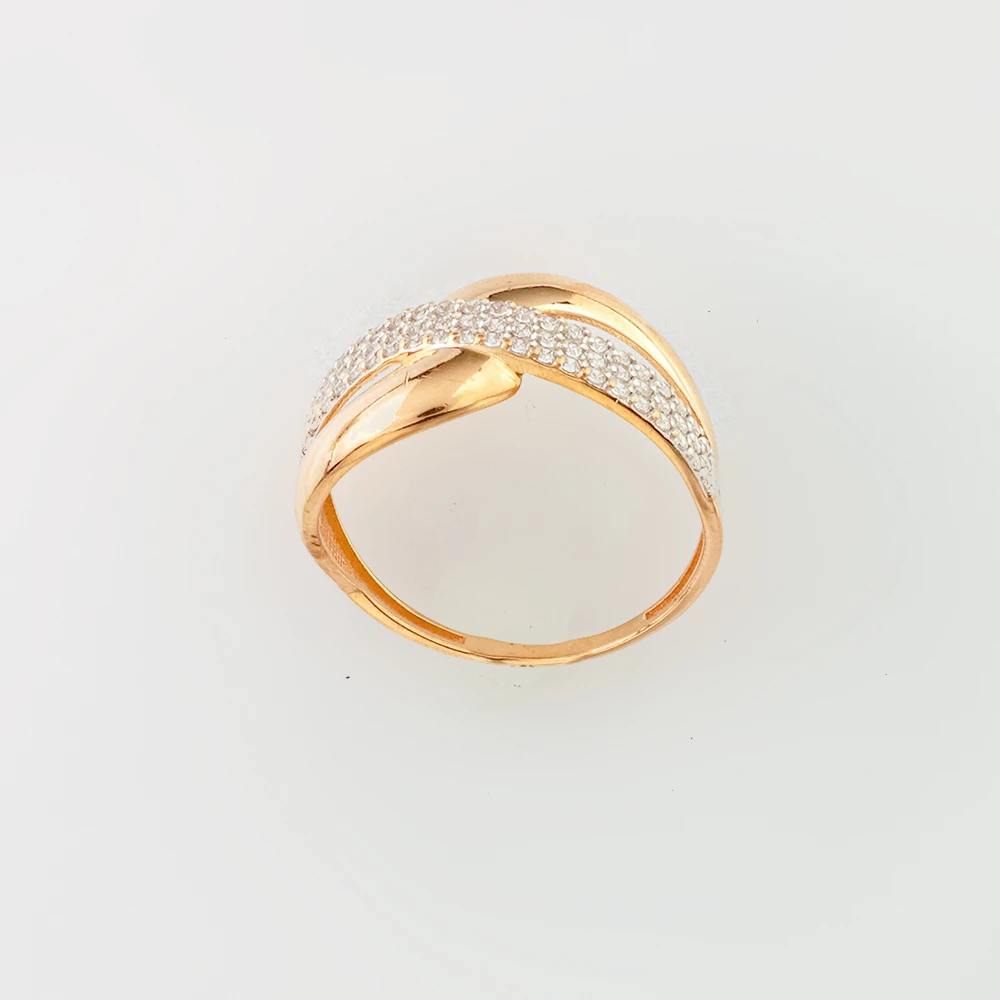 Кольцо с фианитом из красного золота 585 пробы