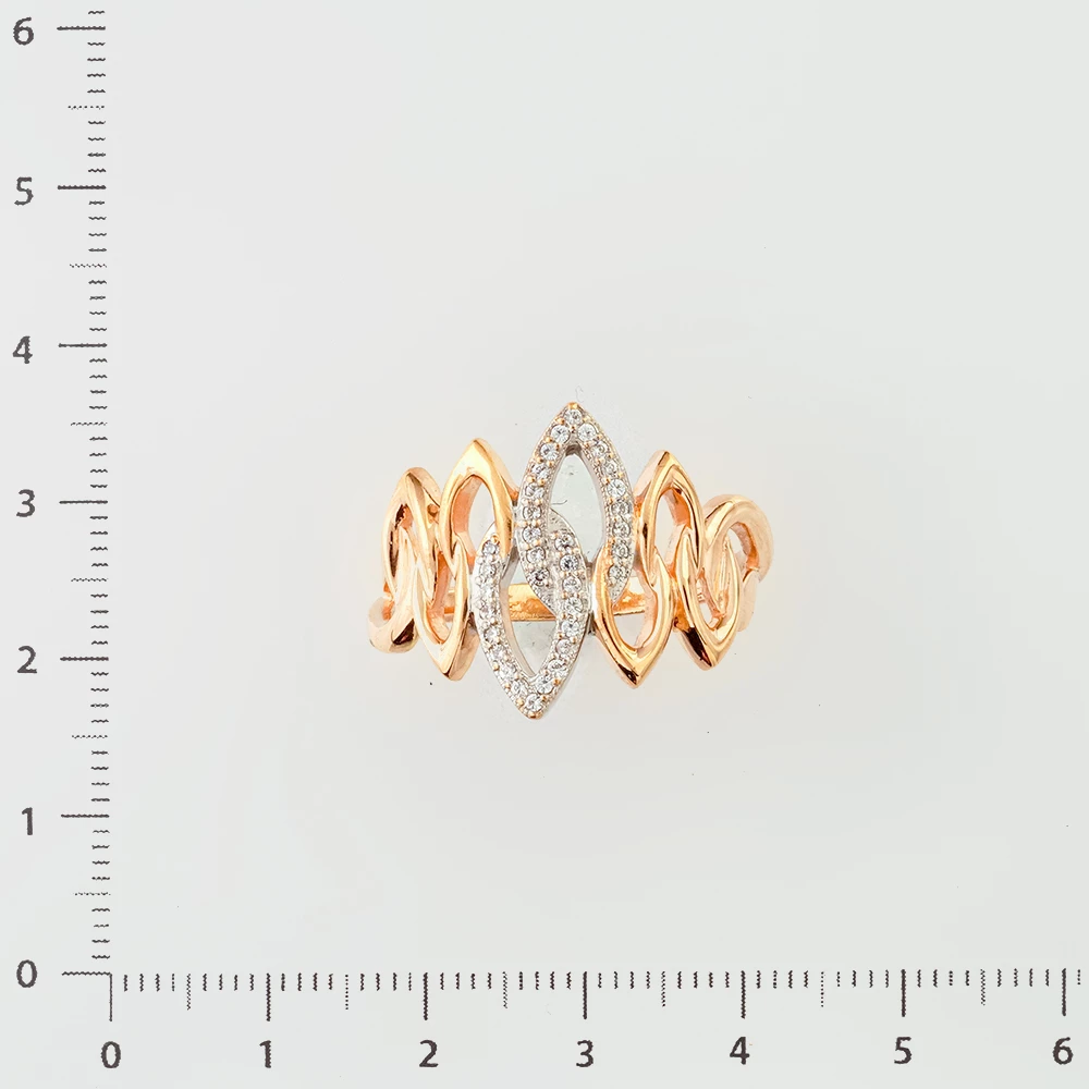 Кольцо с фианитом из красного золота 585 пробы