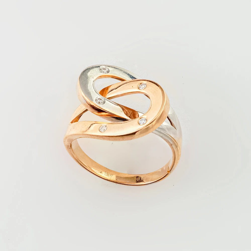 Кольцо с фианитом из красного золота 585 пробы