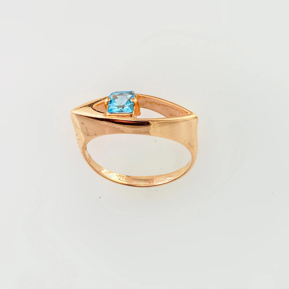 Кольцо с топазом из красного золота 585 пробы