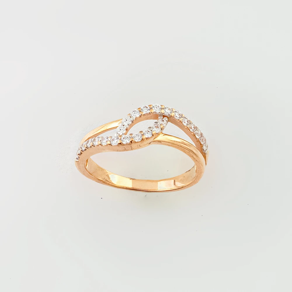 Кольцо с фианитом из красного золота 585 пробы