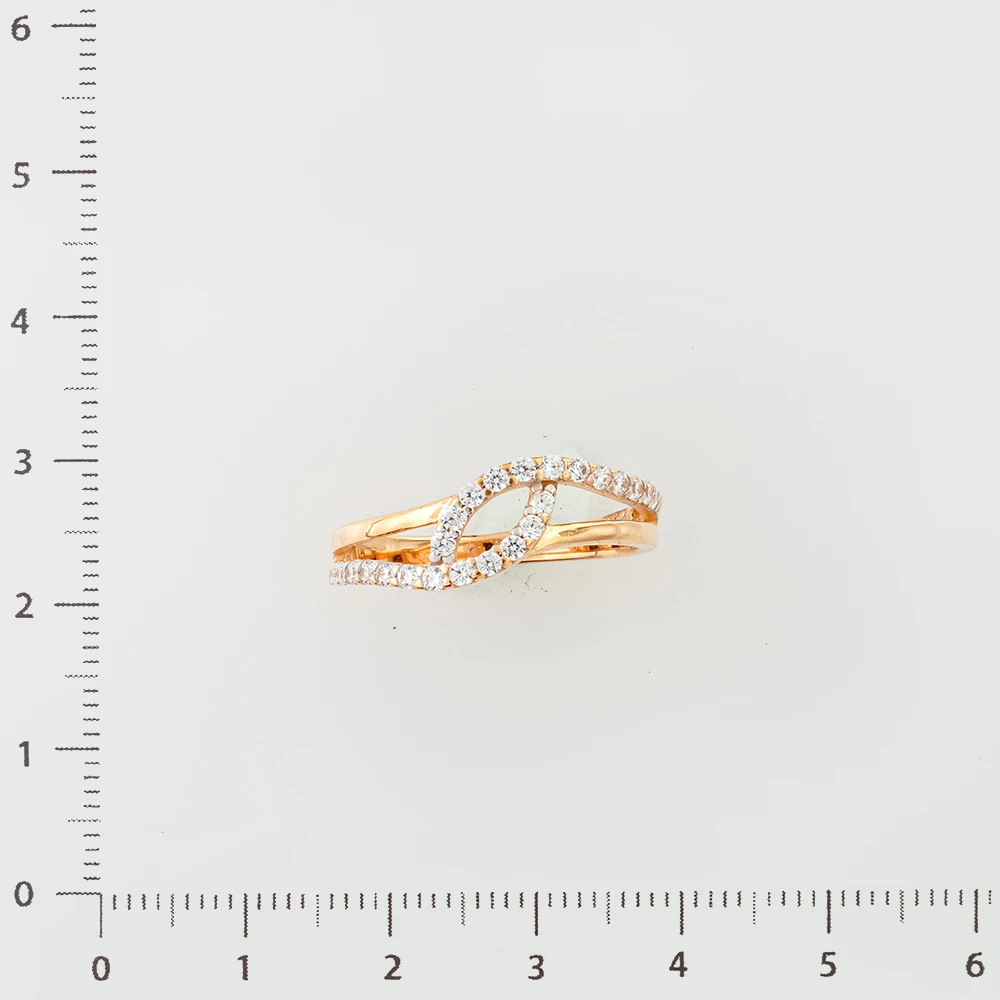 Кольцо с фианитом из красного золота 585 пробы