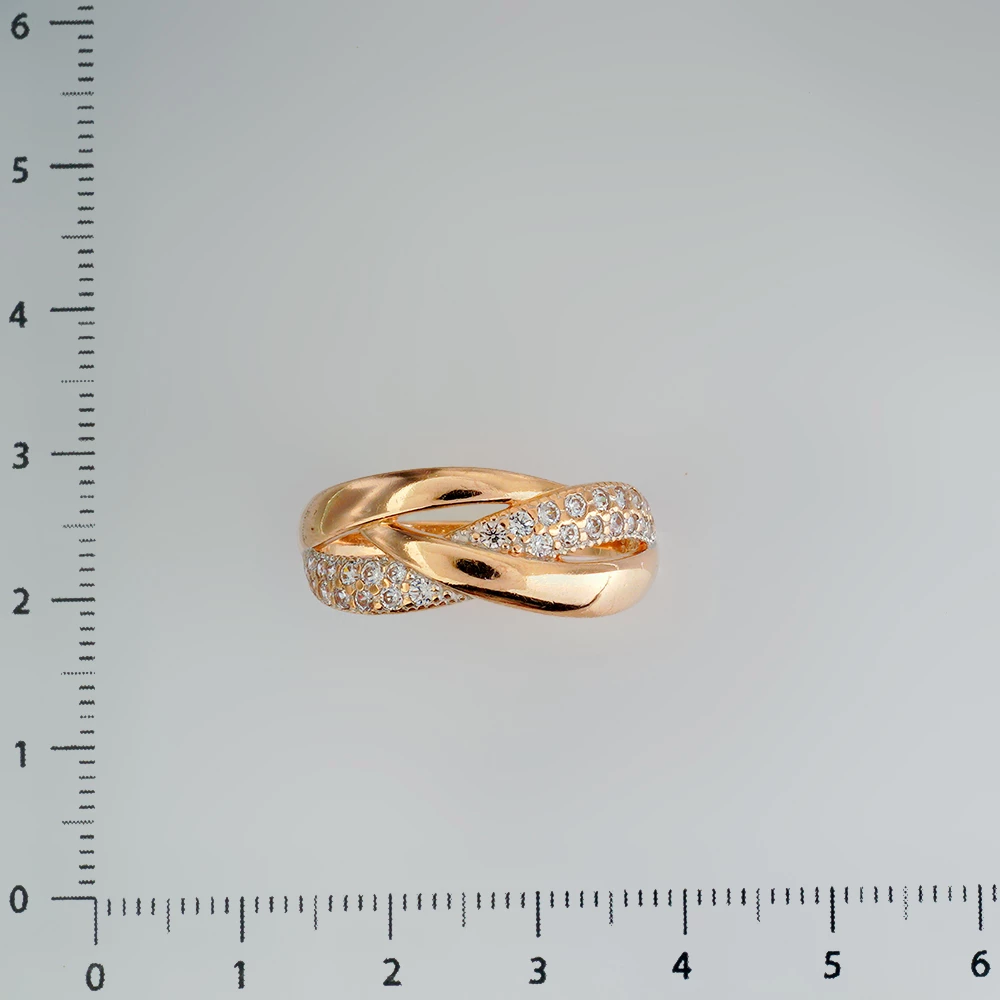 Кольцо с фианитом из красного золота 585 пробы