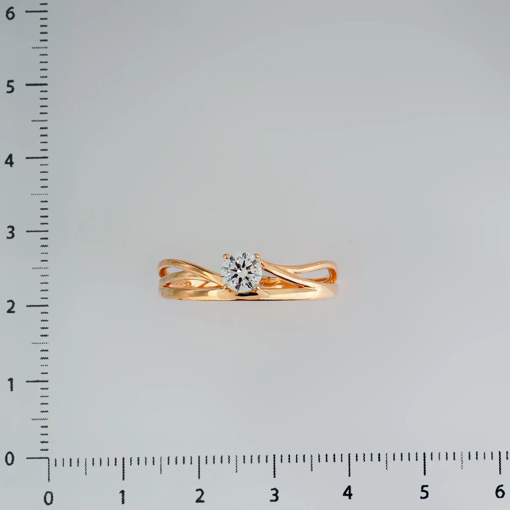 Кольцо с фианитом из красного золота 585 пробы