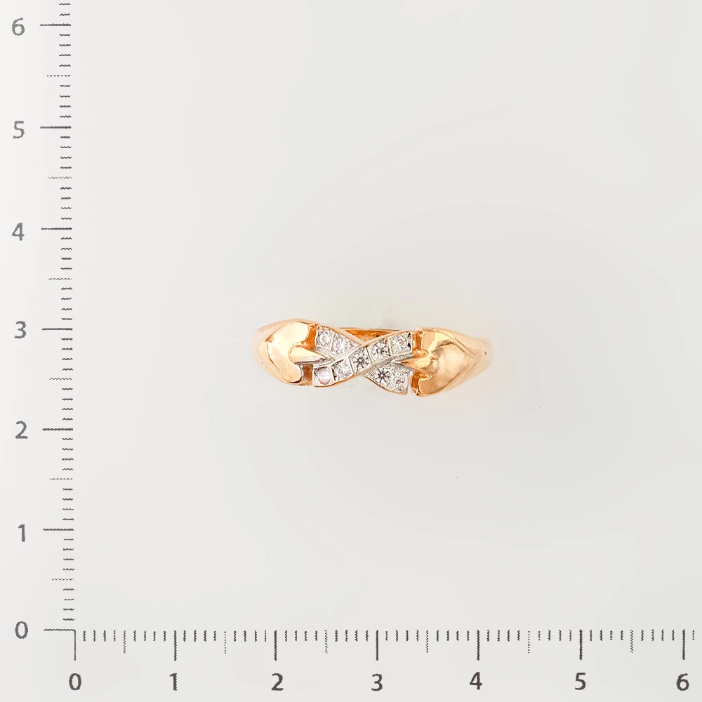 Кольцо с фианитом из красного золота 585 пробы