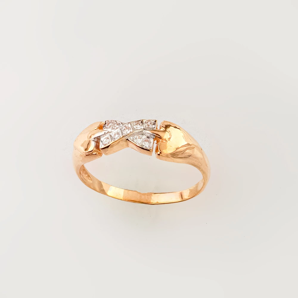 Кольцо с фианитом из красного золота 585 пробы