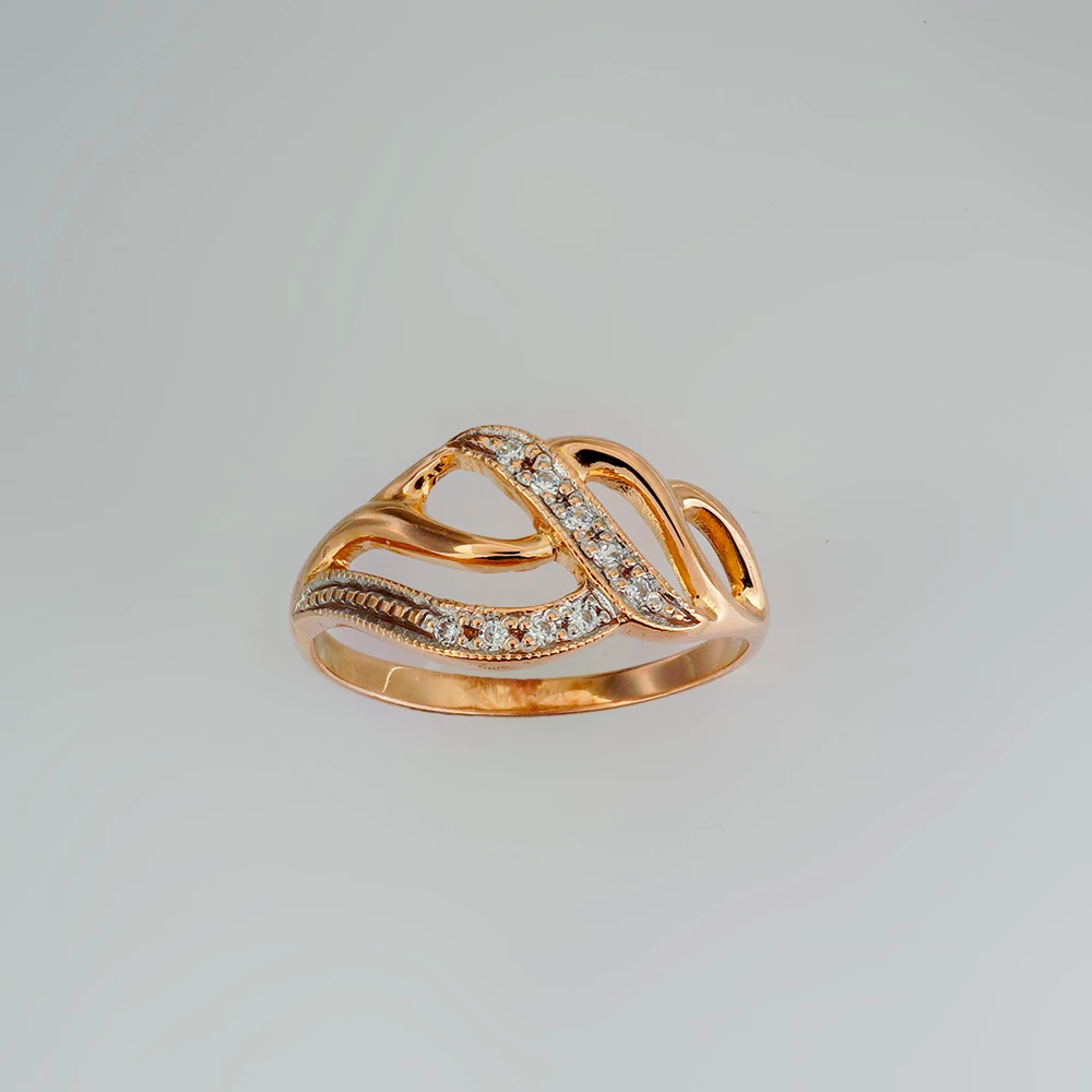 Кольцо с фианитом из красного золота 585 пробы