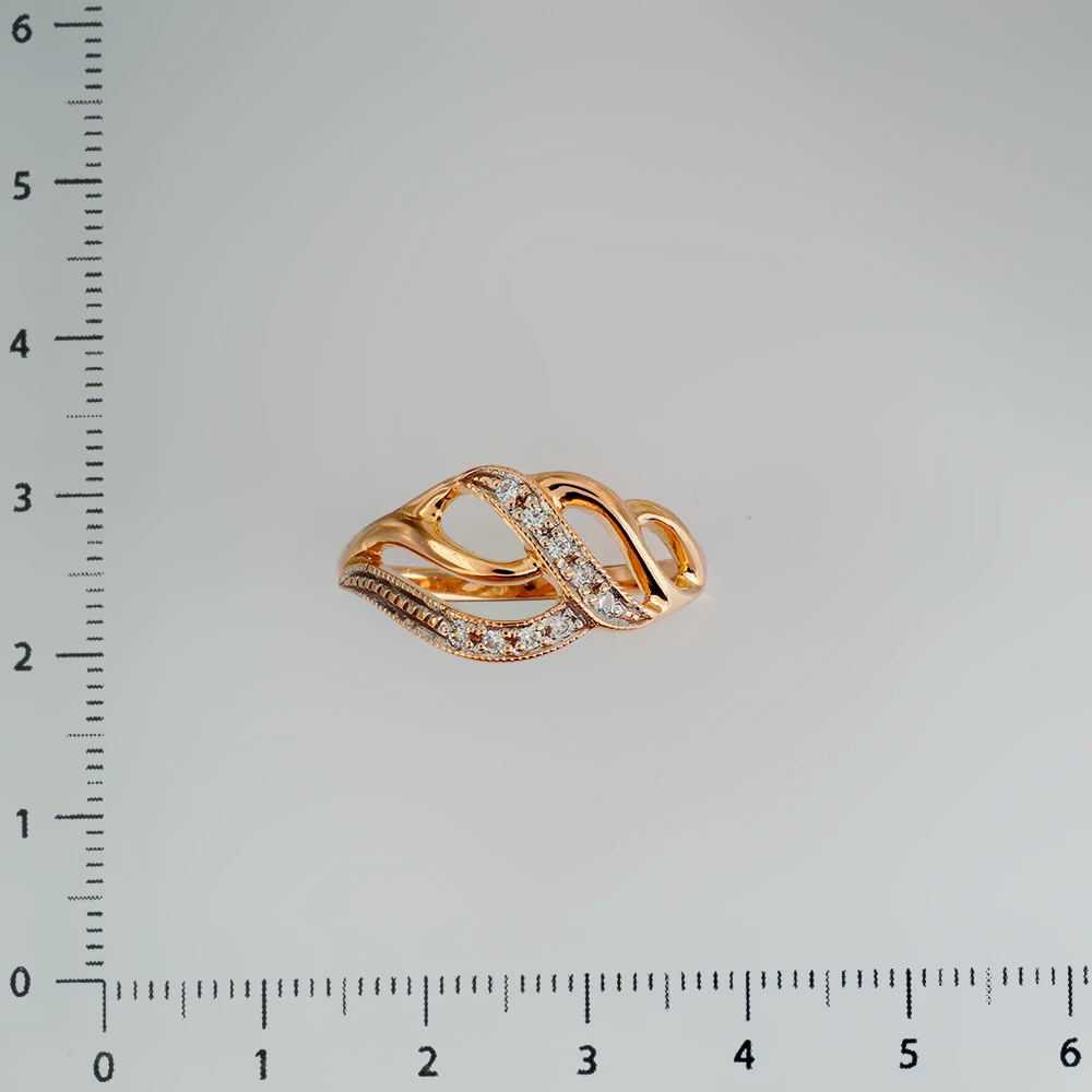 Кольцо с фианитом из красного золота 585 пробы