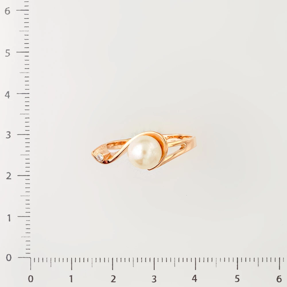 Кольцо с культивированным жемчугом из красного золота 585 пробы