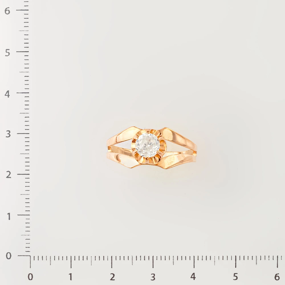 Кольцо с фианитом из красного золота 583 пробы