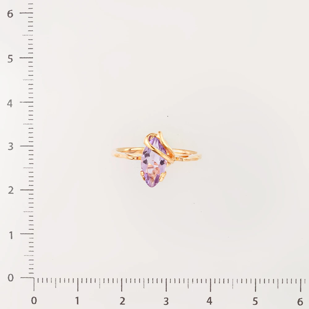 Кольцо с аметистом из красного золота 585 пробы