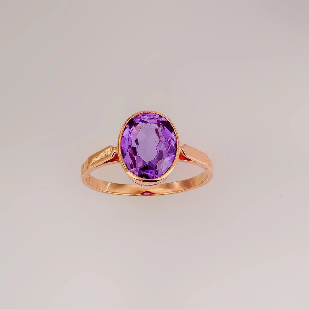 Кольцо с фианитом из красного золота 583 пробы