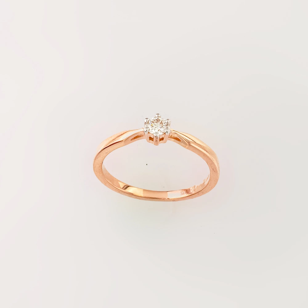 Кольцо с бриллиантом из красного золота 585 пробы