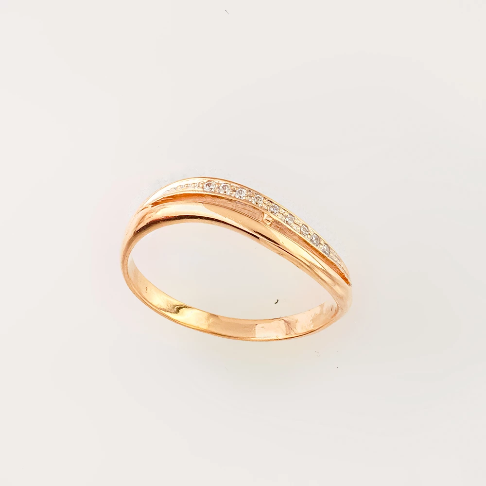 Кольцо с фианитом из красного золота 585 пробы