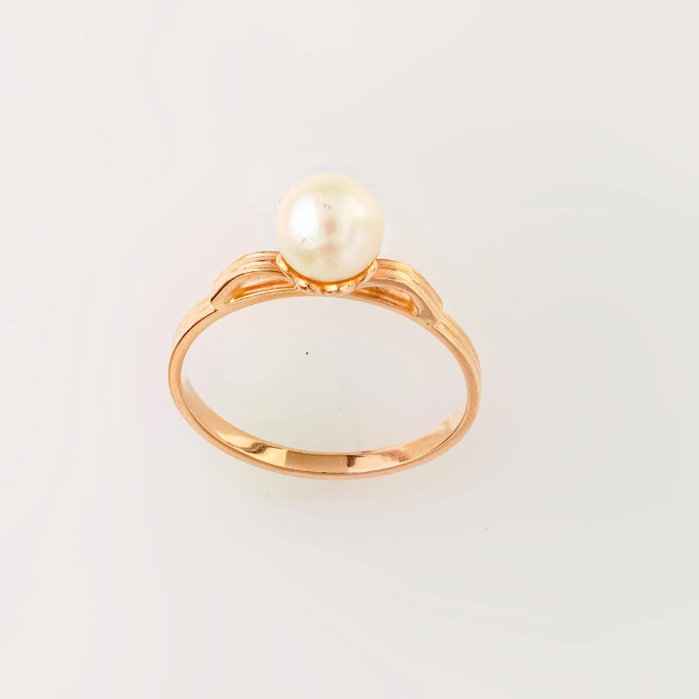 Кольцо с культивированным жемчугом из красного золота 583 пробы