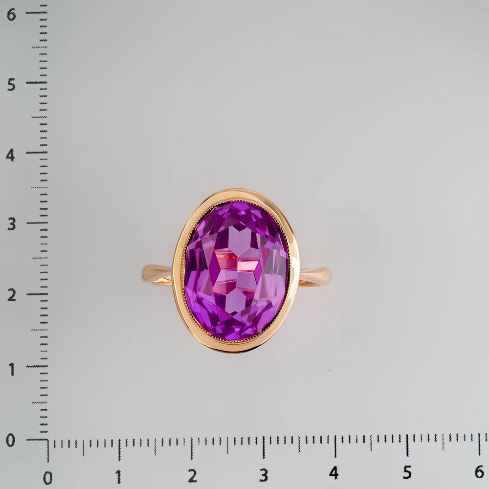 Кольцо с фианитом из красного золота 583 пробы