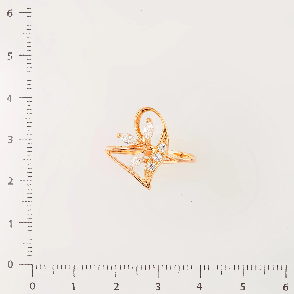 Кольцо с фианитом из красного золота 585 пробы