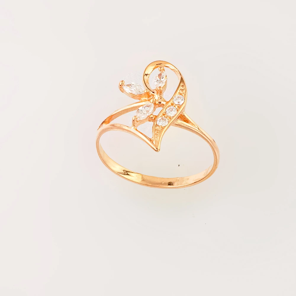 Кольцо с фианитом из красного золота 585 пробы