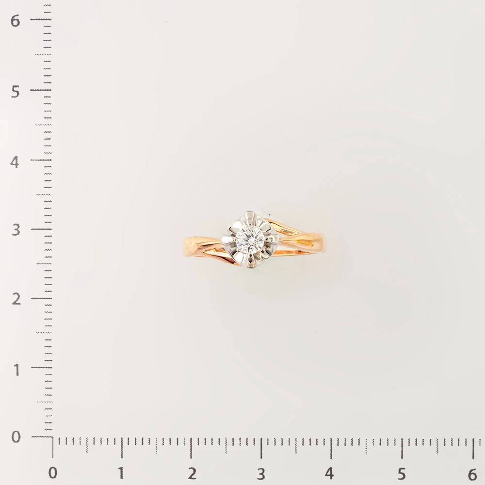 Кольцо с фианитом из красного золота 585 пробы