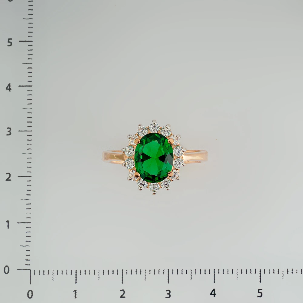 Кольцо с фианитом из красного золота 585 пробы