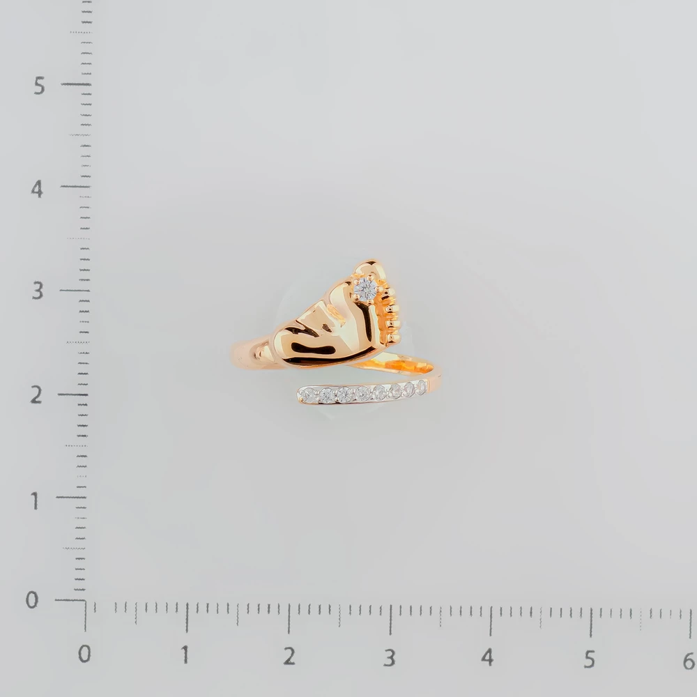 Кольцо с фианитом из красного золота 585 пробы