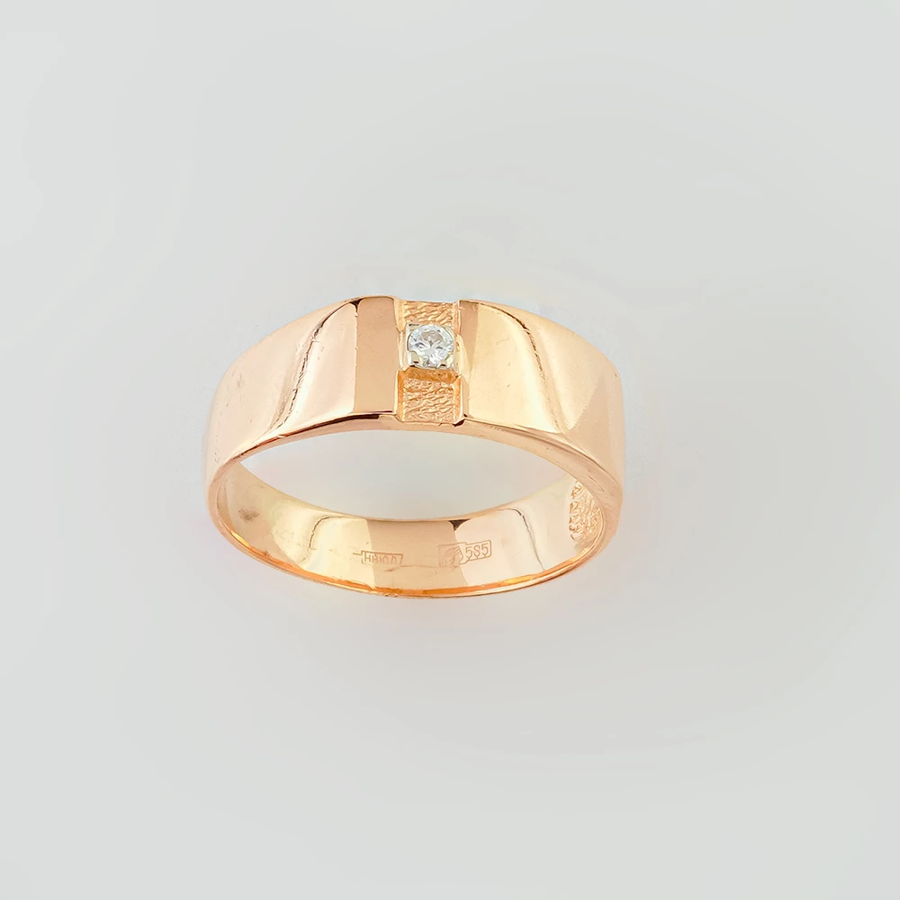 Кольцо с фианитом из красного золота 585 пробы