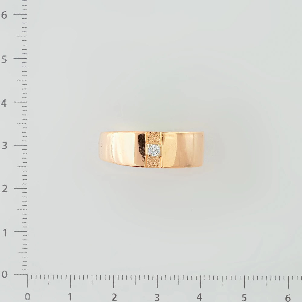 Кольцо с фианитом из красного золота 585 пробы