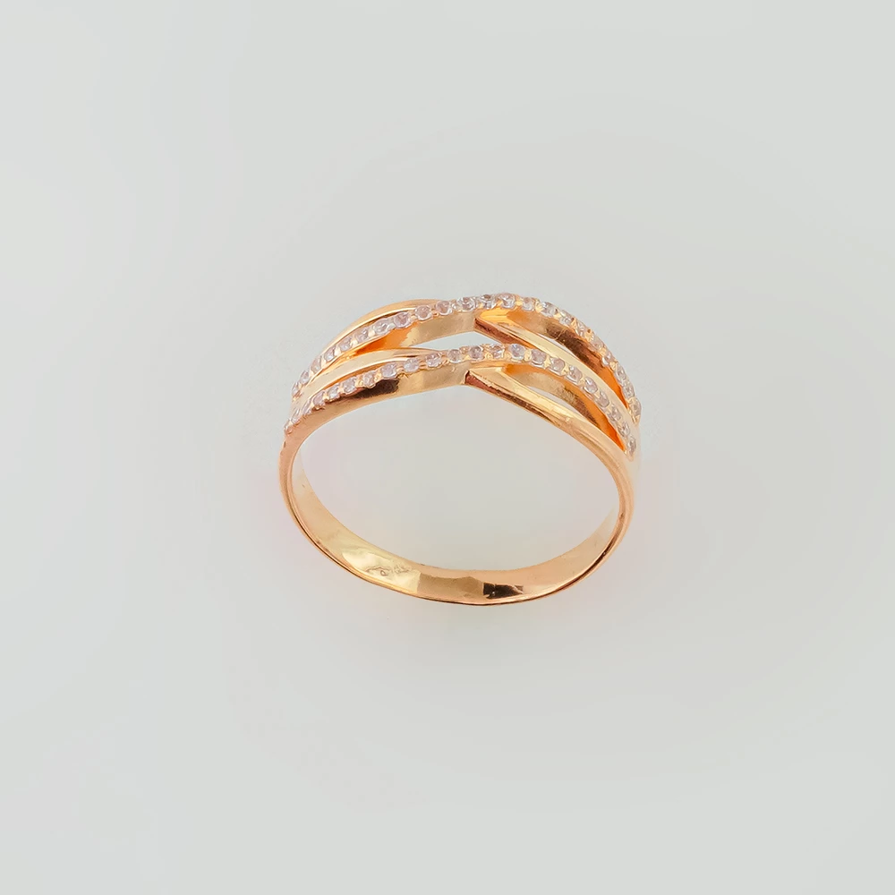 Кольцо с фианитом из красного золота 585 пробы