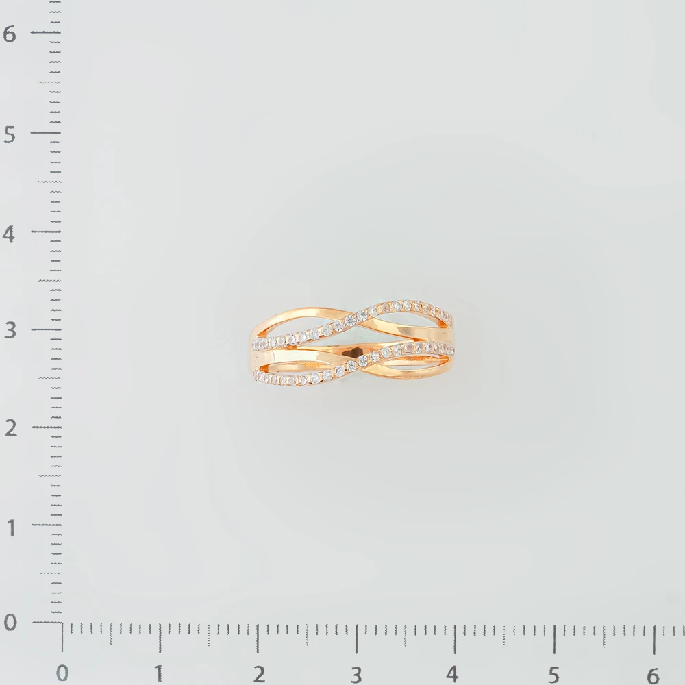 Кольцо с фианитом из красного золота 585 пробы