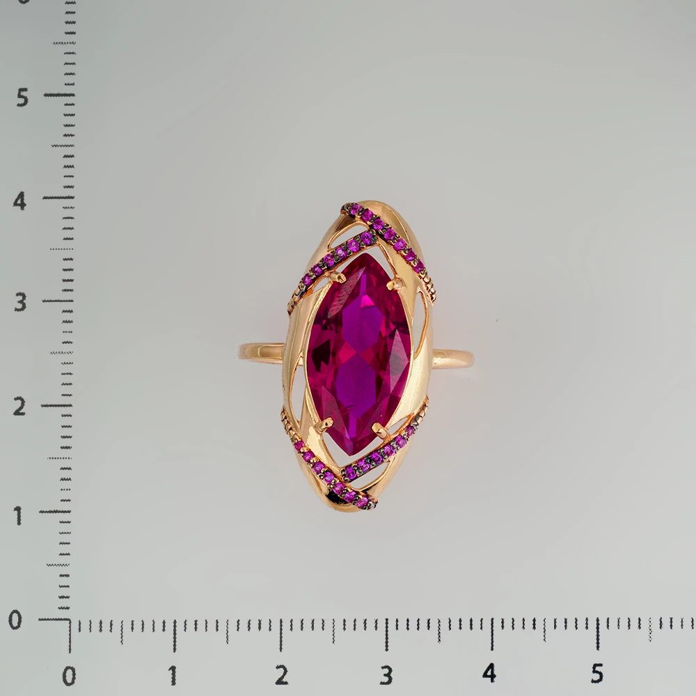 Кольцо с фианитом из красного золота 585 пробы