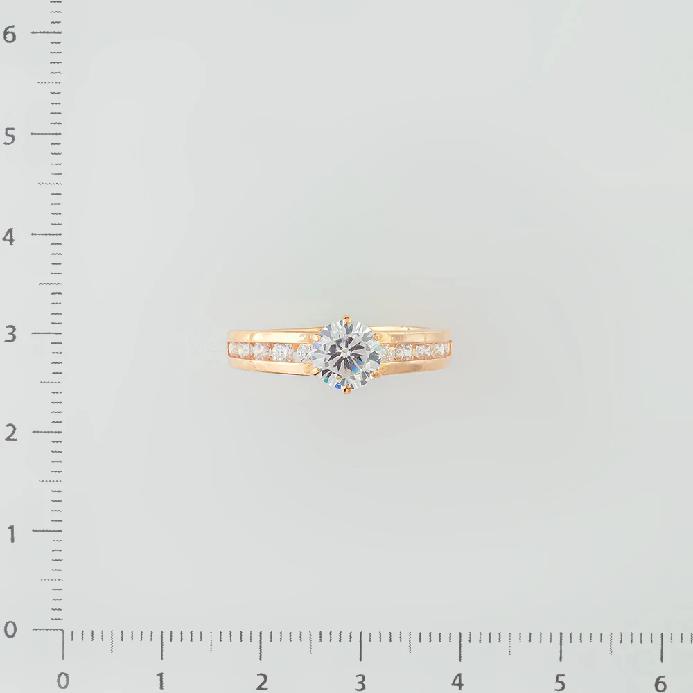 Кольцо с фианитом из красного золота 585 пробы