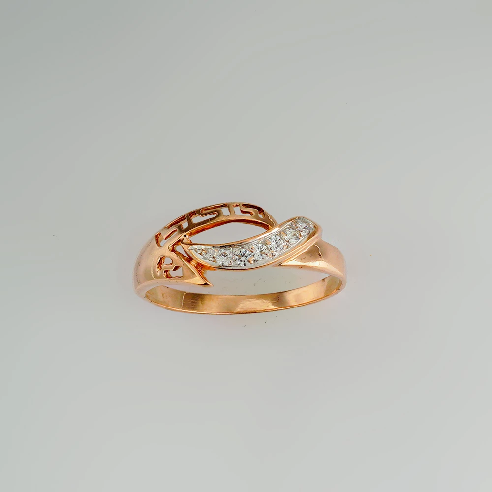 Кольцо с фианитом из красного золота 585 пробы