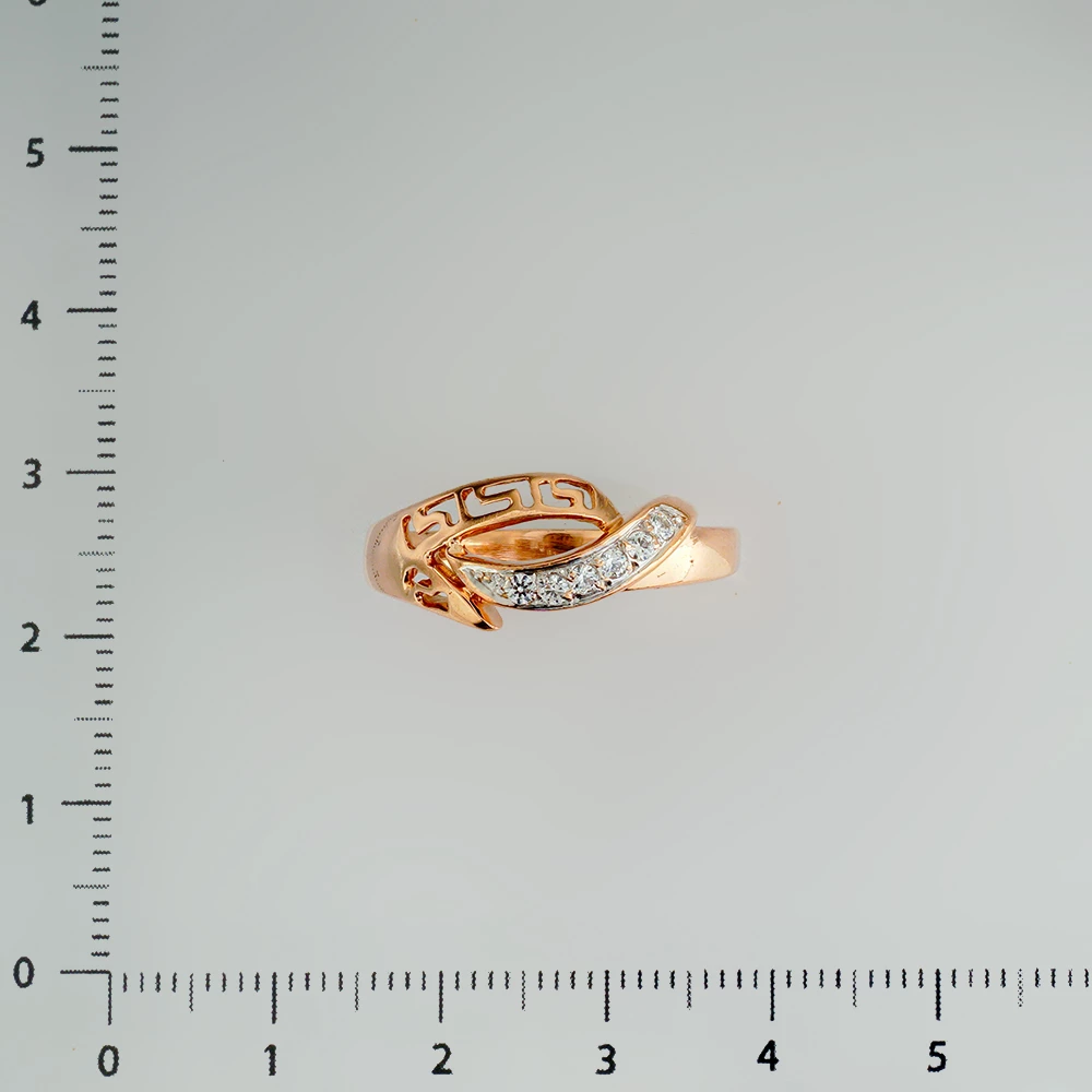 Кольцо с фианитом из красного золота 585 пробы