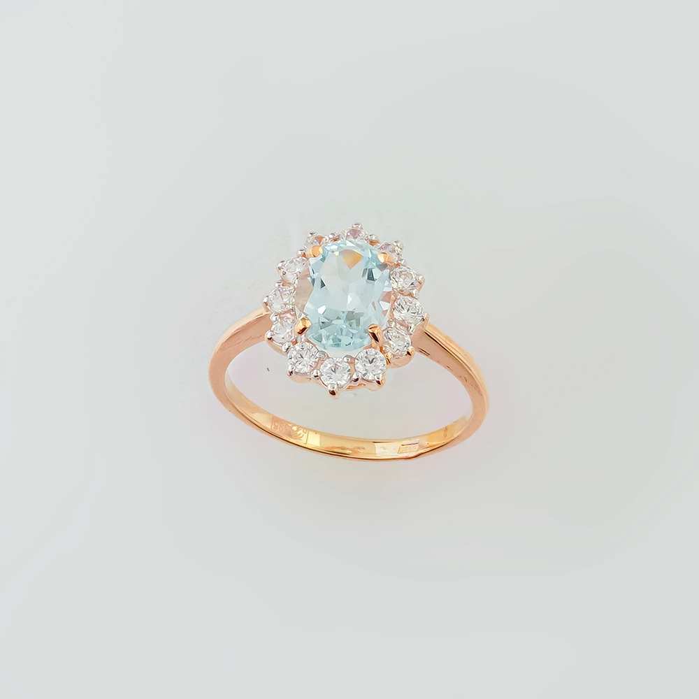 Кольцо с топазом из красного золота 585 пробы