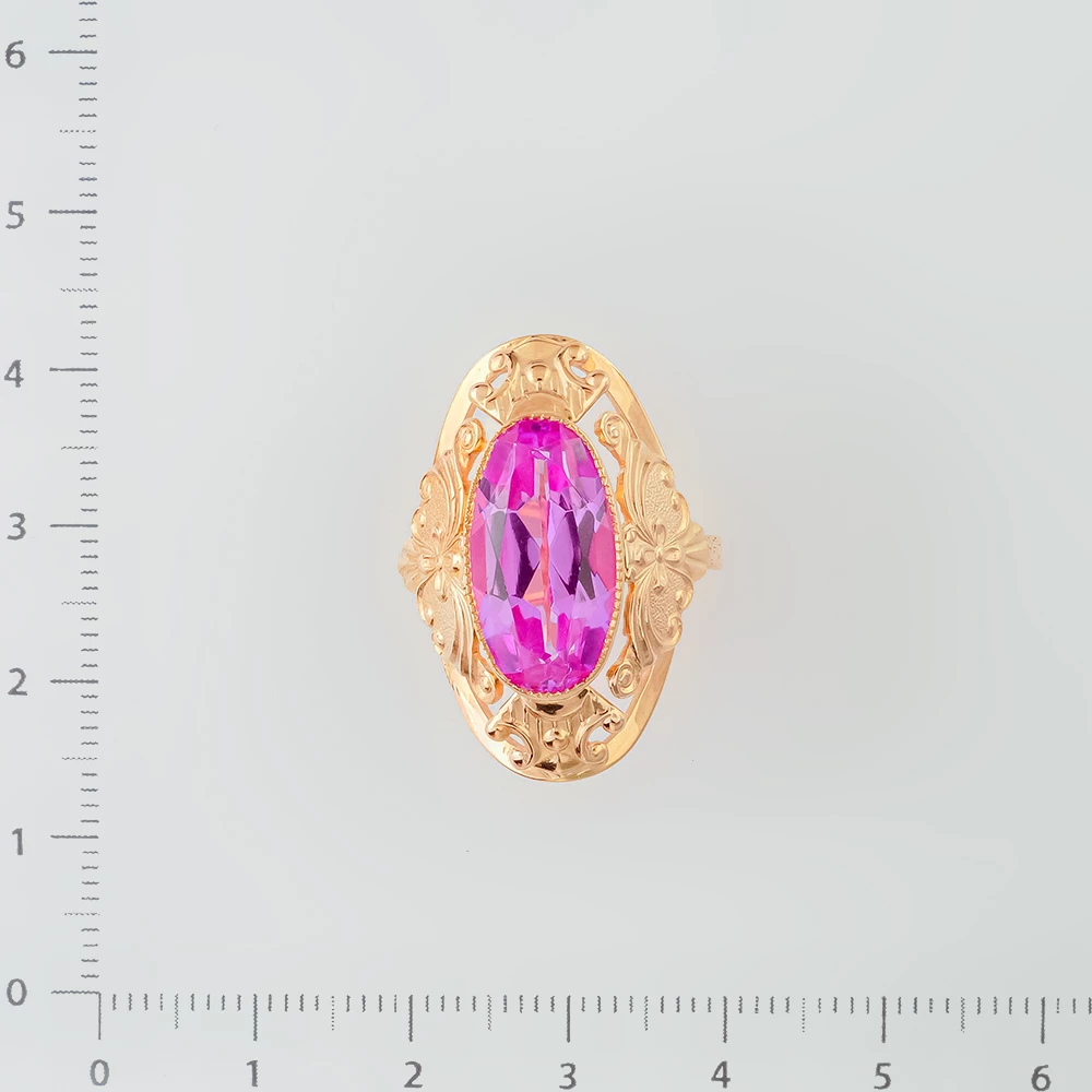 Кольцо с фианитом из красного золота 583 пробы