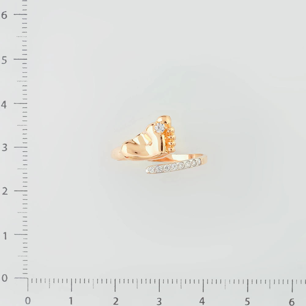 Кольцо с фианитом из красного золота 585 пробы