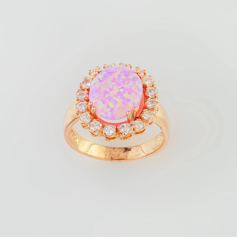 Кольцо с опалом синтетическим из красного золота 585 пробы