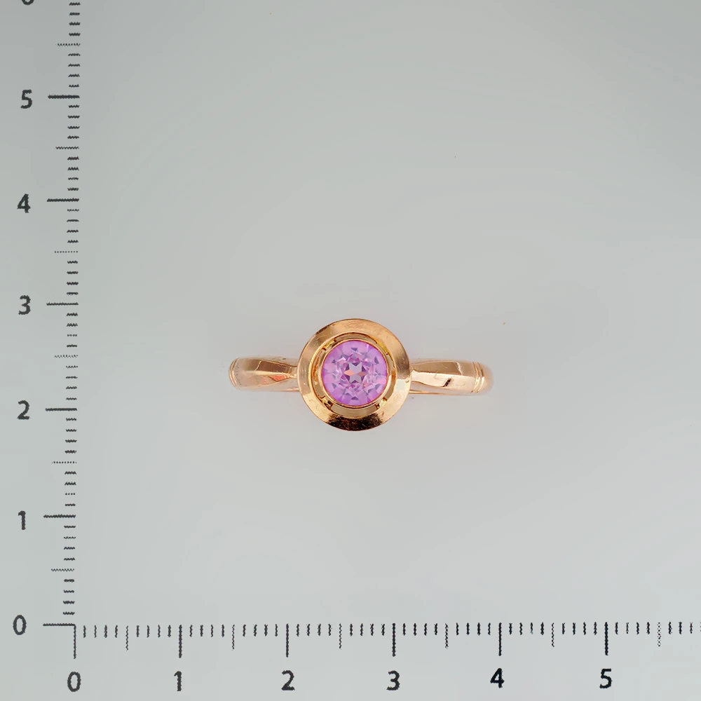 Кольцо с фианитом из красного золота 583 пробы