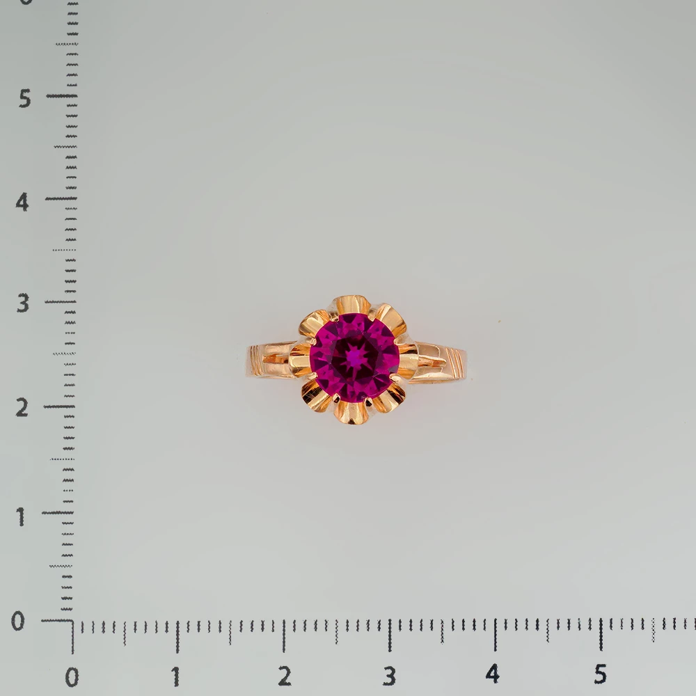 Кольцо с фианитом из красного золота 583 пробы