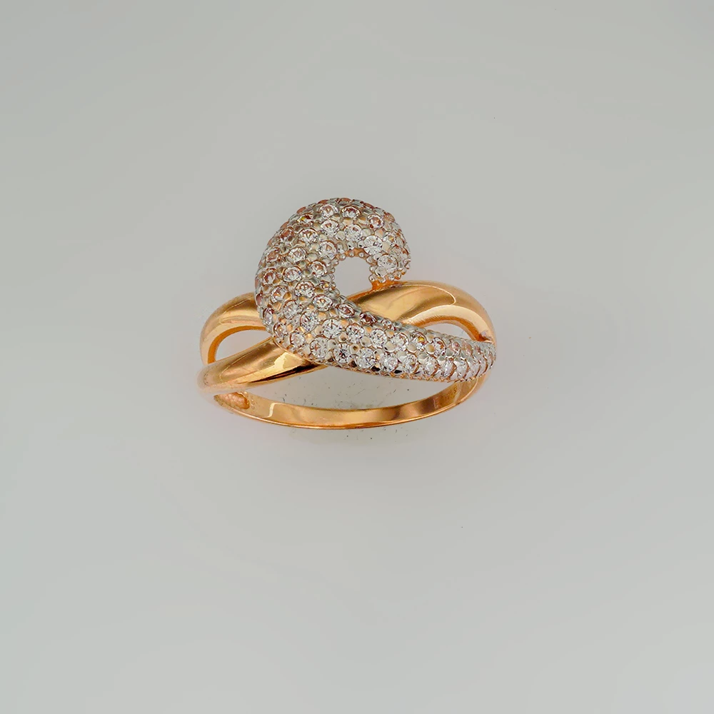 Кольцо с фианитом из красного золота 585 пробы