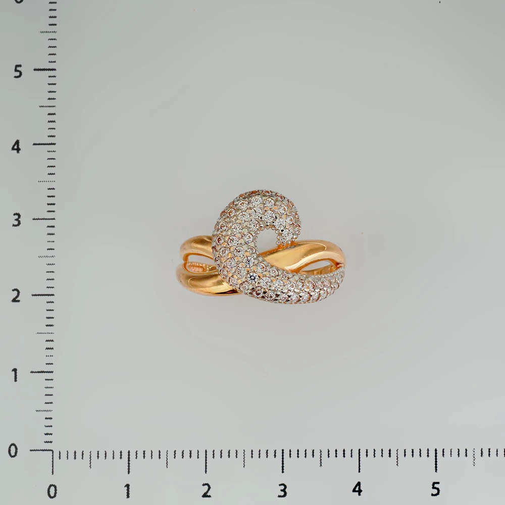 Кольцо с фианитом из красного золота 585 пробы